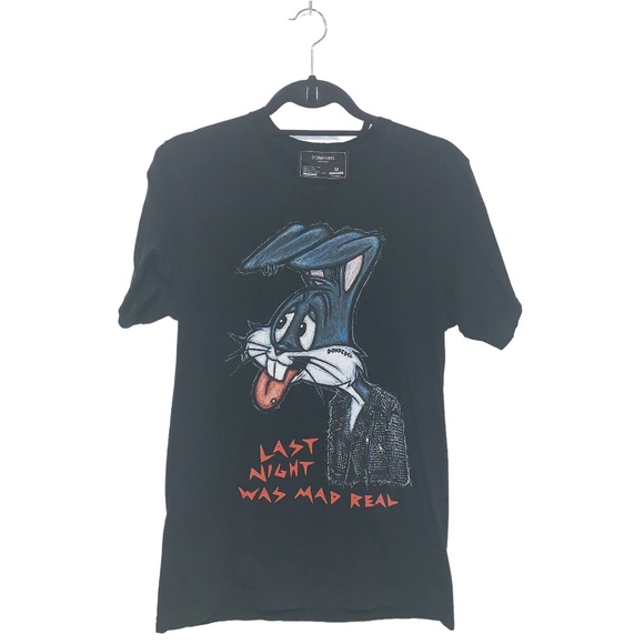 Domrebel Bug Bunny Punk Last Night Was Mad Real Graphic Tee Men's Medium - Picture 1 of 4